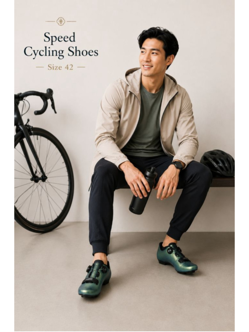 Road Cycling Shoes Size 42 Green Iridescent SPD Compatible BOA Dial Bike Shoes